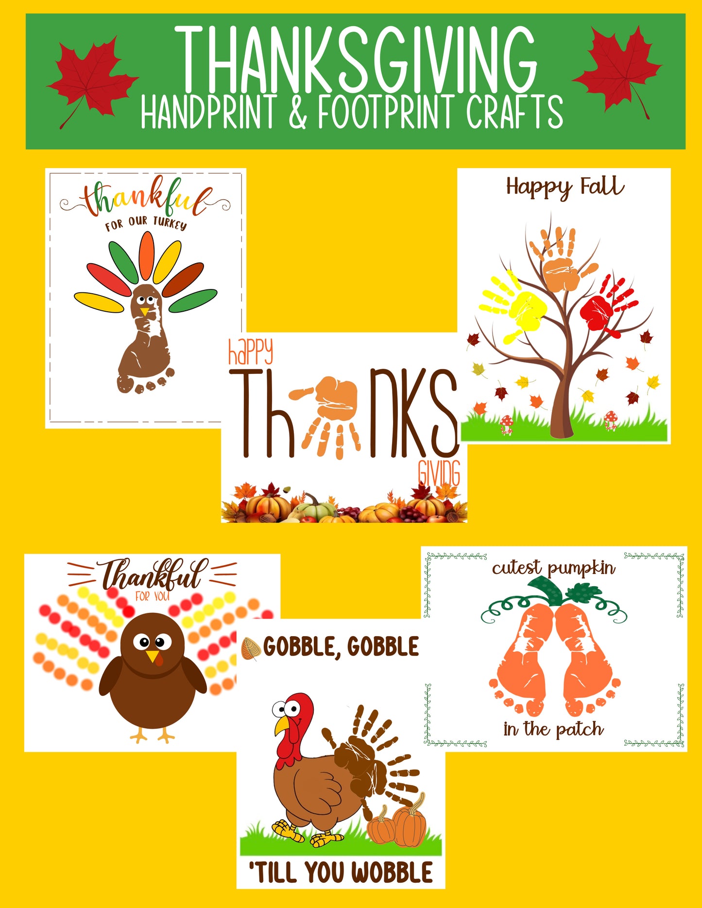 Thanksgiving Handprint & Footprint crafts- PDF (printable download)