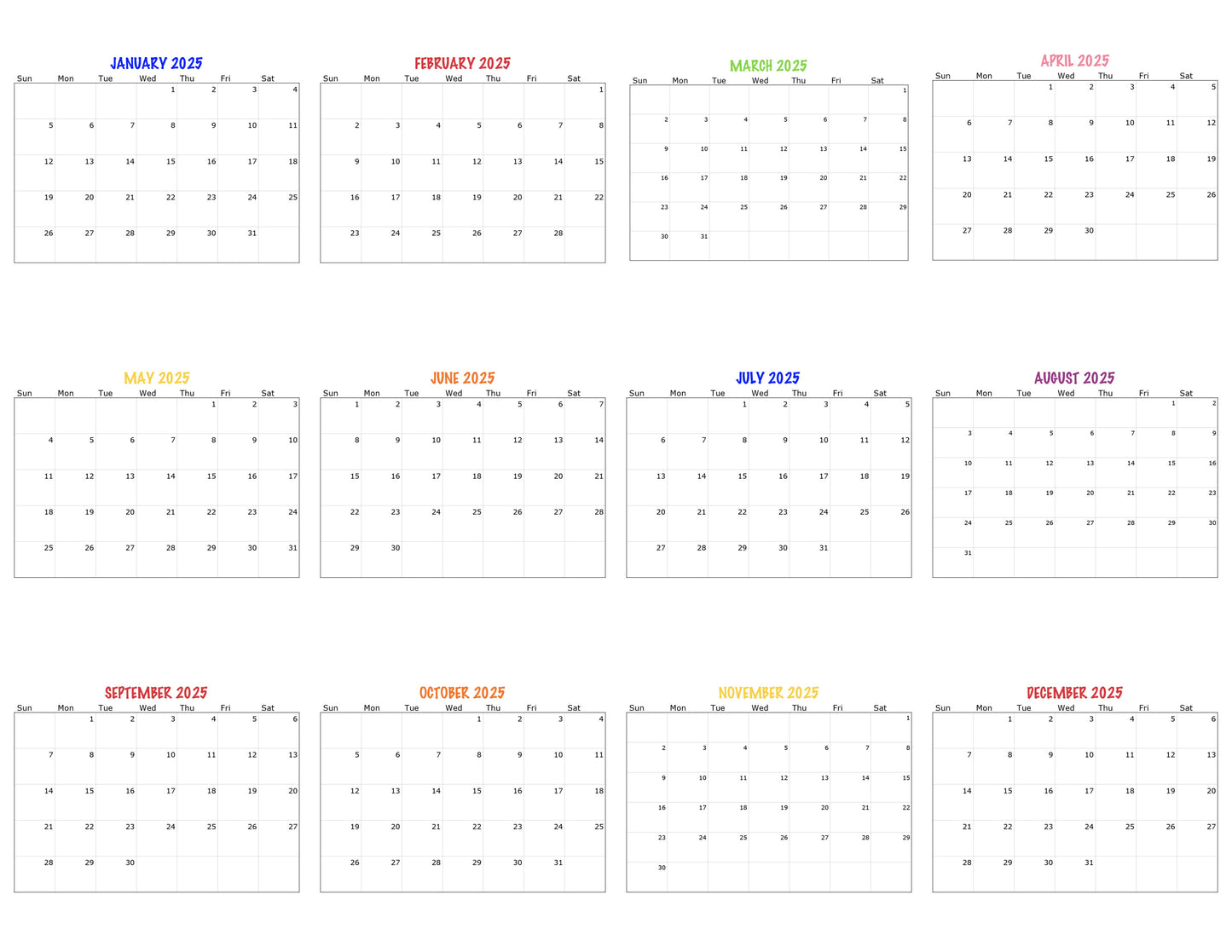 2025 Handprint Calendar- PDF (printable download)