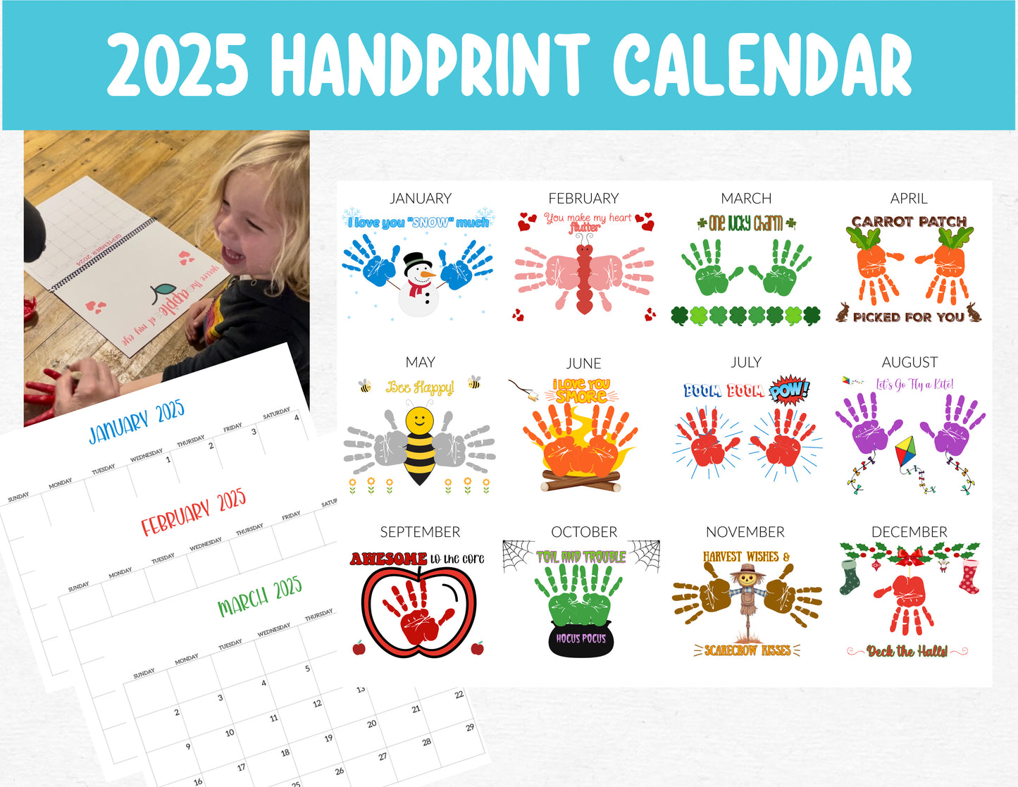 2025 Handprint Calendar- printed & bound WITH paint!